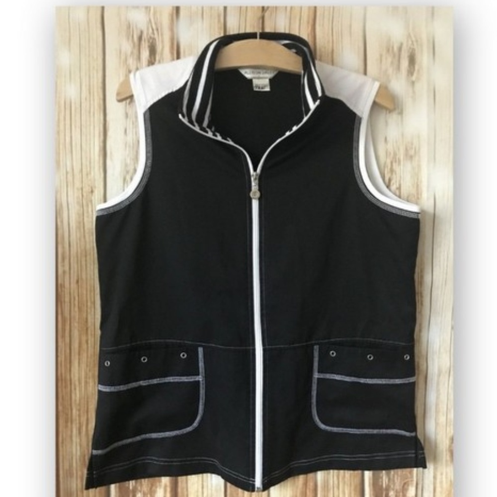 Alison Daley Black White Zipper Vest Pocket 16W 1X